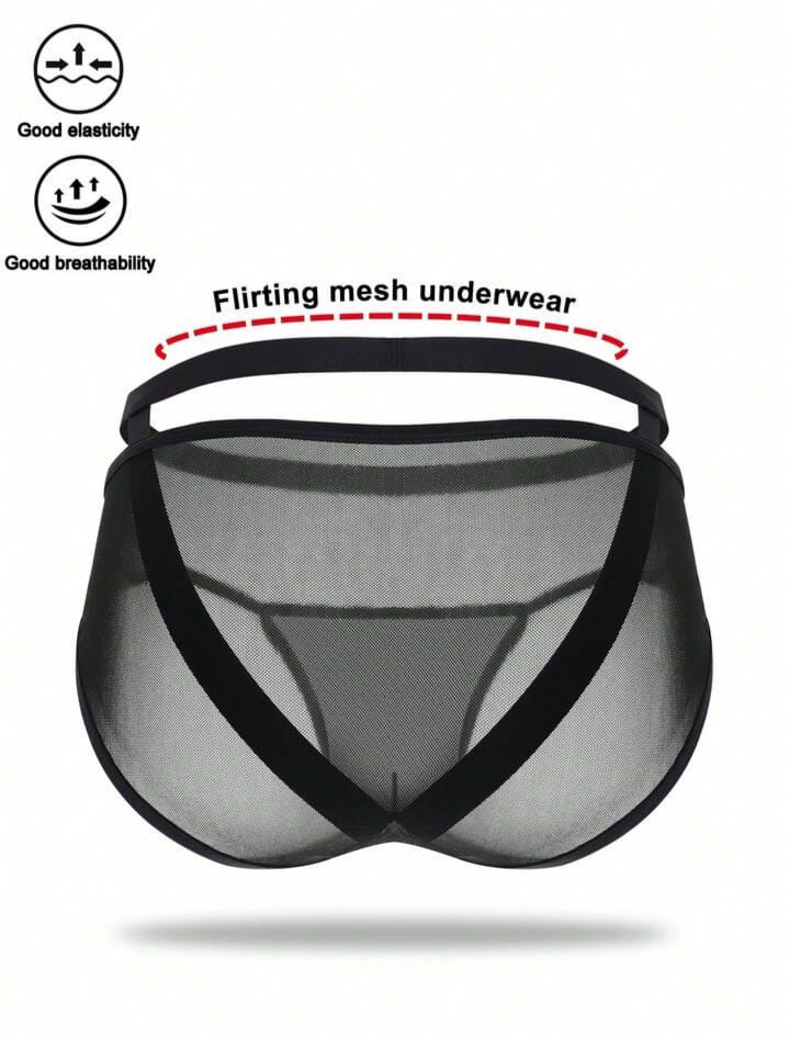 Men's Sheer Mesh Hollow Out Waist Briefs Underwear